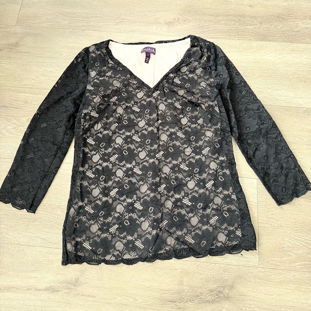 Long Tall Sally Black Lace V-Neck Blouse